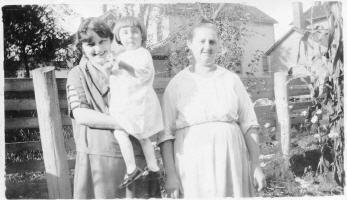 Helen Marko holding niece Irene Marko next to Anna Maczko Marko in W. Pittston about 1924 